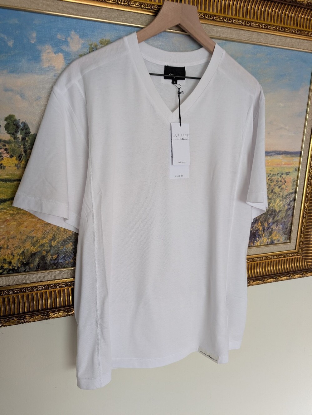 3.1 Phillip Lim Men's White V-Neck Short Sleeve Tee